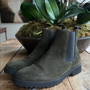 ANN MASHBURN Forest Suede Ankle Boots with lug sole
